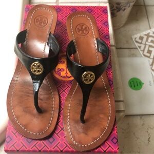 Tory Burch Cameron Black Wedge Sandals